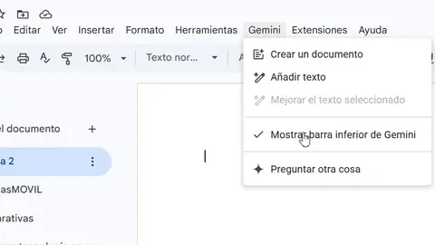 Ocultar barra de Gemini en Google Docs Ocultar barra de Gemini en Google Docs