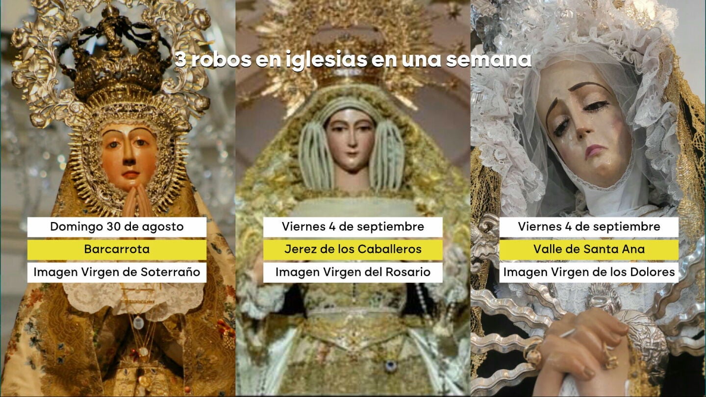 Locos por el oro de las iglesias: las joyas de las v&iacute;rgenes son el nuevo bot&iacute;n entre los ladrones de Badajoz