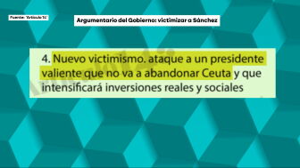El nuevo argumentario del Gobierno sobre Ceuta: un "nuevo victimismo" del "presidente valiente" S&aacute;nchez