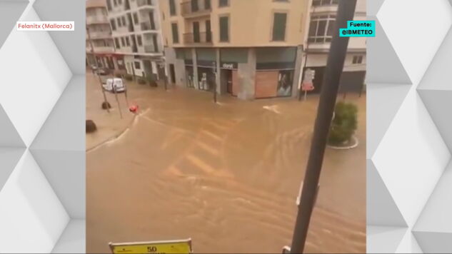 Calles inundadas en Felanitx (Mallorca).