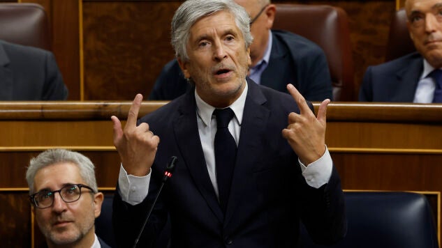 El ministro del Interior, Fernando Grande-Marlaska, interviene durante la primera sesi&oacute;n de control del Congreso del curso pol&iacute;tico, este mi&eacute;rcoles. 