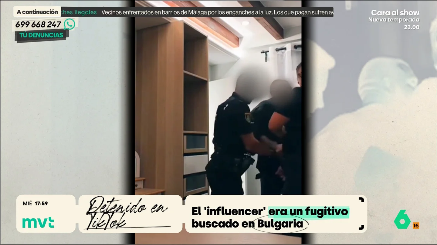 La Policía Nacional detiene a un influencer búlgaro en pleno directo de Tik Tok: se había saltado el arresto domiciliario en su país La Policía Nacional ha detenido en Valencia a un tiktoker búlgaro buscado en su país tras saltarse el arresto domiciliario. El influencer, que exhibía sus delitos en sus redes, fue arrestado en pleno directo de Tik Tok.