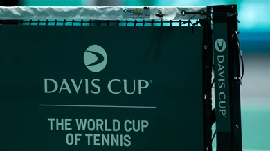 El logo de la Copa Davis visto en el AO Arena de Manchester en 2024 El logo de la Copa Davis visto en el AO Arena de Manchester en 2024