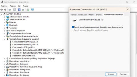 Administrando la energía del USB