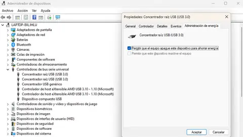 Administrando la energía del USB Administrando la energía del USB