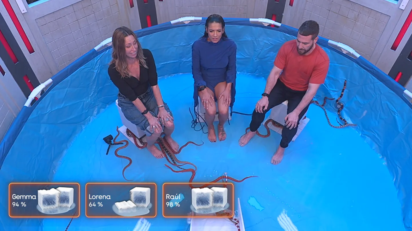 "¡Serpientes!": El inesperado susto de Lorena Castell, Yema Mengual y Raúl Tejón en la final de 'Congelados' "¡Serpientes!": El inesperado susto de Lorena Castell, Yema Mengual y Raúl Tejón en la final de 'Congelados'