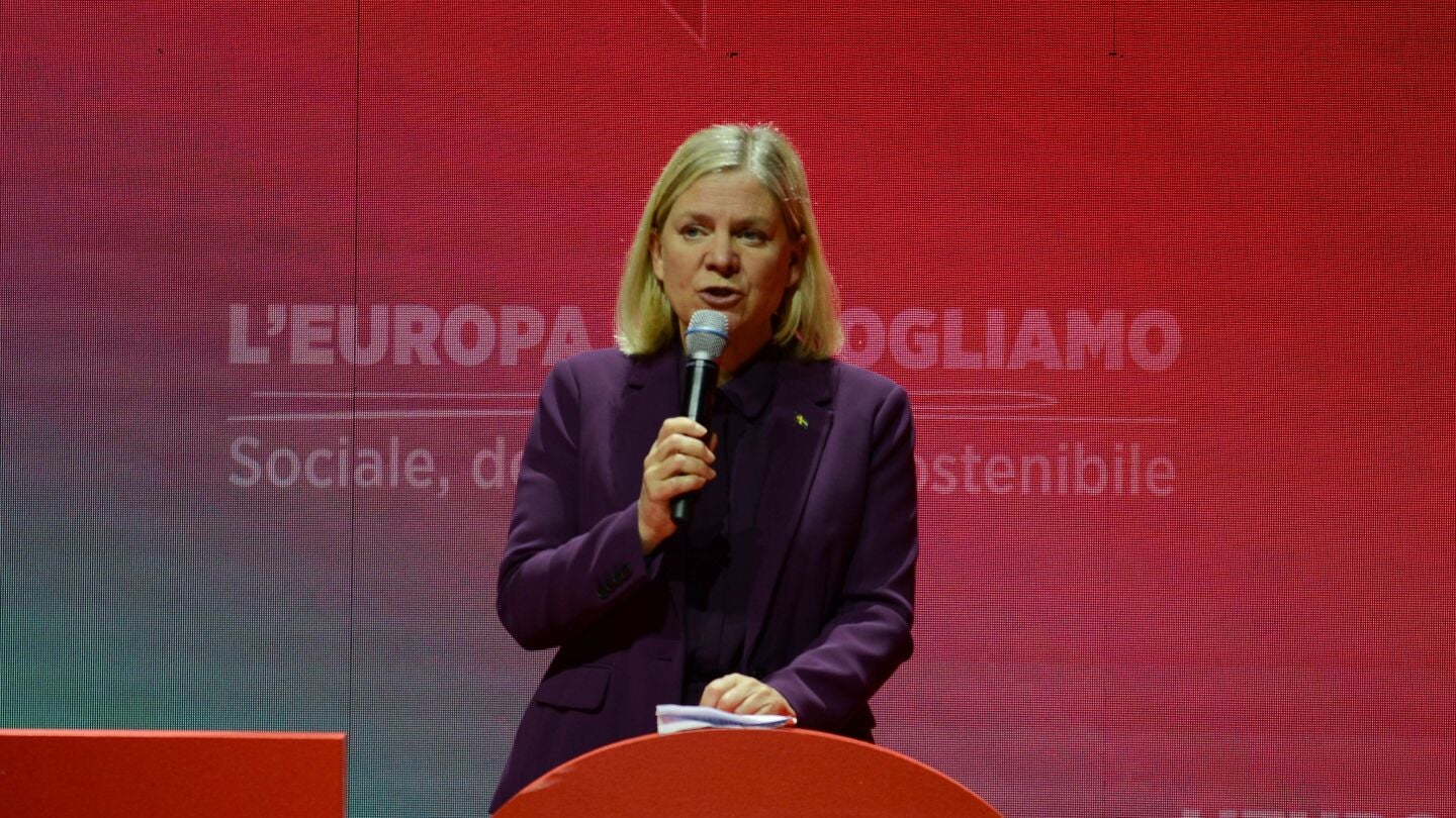 Magdalena Andersson en el PES Election Congress en 2024