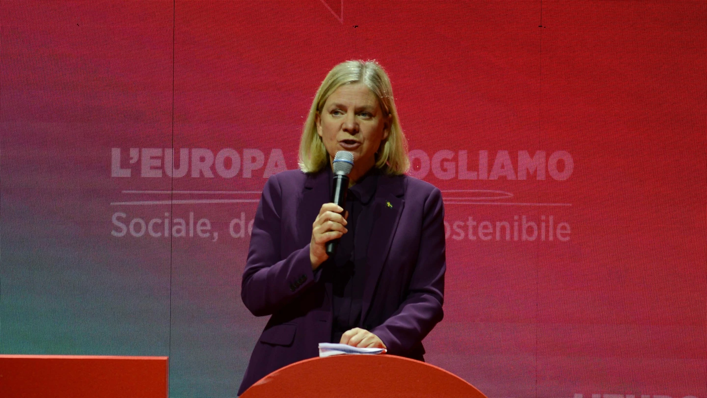 Magdalena Andersson en el PES Election Congress en 2024 Magdalena Andersson en el PES Election Congress en 2024