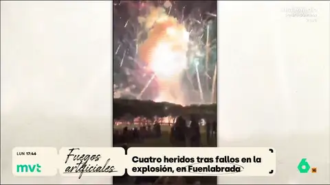 Un fallo pirotécnico durante los fuegos artificiales desata el pánico en las fiestas de Fuenlabrada: hay cuatro heridos El espectáculo de fuegos artificiales de las fiestas de Fuenlabrada se convirtió en una pesadilla para los asistentes, cuando un fallo técnico en el sistema de lanzamiento provocó que los cohetes salieran directamente hacia las personas.