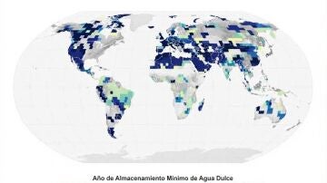 A&ntilde;os en que el almacenamiento de agua&nbsp;alcanz&oacute; un m&iacute;nimo en 22 a&ntilde;os en cada ubicaci&oacute;n