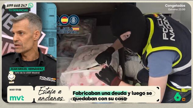 Juan Miguel Hern&aacute;ndez, jefe de la UDEF de Madrid, detalla el modus operandi de una trama que acaba de desarticular la Polic&iacute;a y que se dedicaba a vender productos a ancianos vulnerables y luego comprarles sus viviendas a precios irrisorios para saldar la deuda.