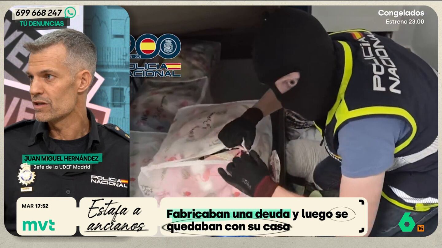 Juan Miguel Hern&aacute;ndez, jefe de la UDEF de Madrid, detalla el modus operandi de una trama que acaba de desarticular la Polic&iacute;a y que se dedicaba a vender productos a ancianos vulnerables y luego comprarles sus viviendas a precios irrisorios para saldar la deuda.