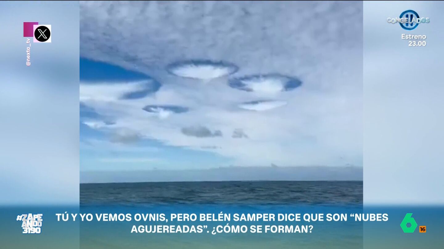 En Pensilvania se han visto unas extra&ntilde;as formas nubosas donde cualquiera ve ovnis. Sin embargo, la meteor&oacute;loga Bel&eacute;n Samper ve lo que se llaman nubes agujereadas y explica en Zapeando c&oacute;mo se forman.