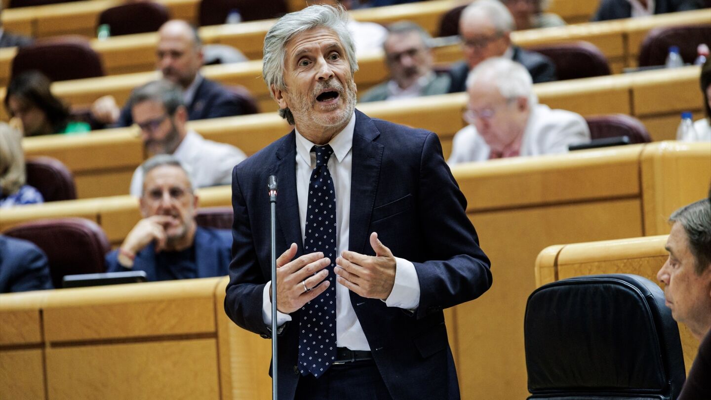 El ministro del Interior, Fernando Grande-Marlaska, en el Senado este martes.