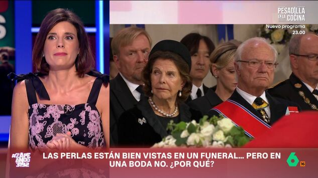 Mar&iacute;a Jos&eacute; G&oacute;mez y Verd&uacute; explica en Zapeando el simbolismo detr&aacute;s de las perlas, que mientras en los funerales "se asocian a la muerte, a la p&eacute;rdida", en el caso de las bodas dan mala suerte: "Si la novia las lleva, el matrimonio termina roto".