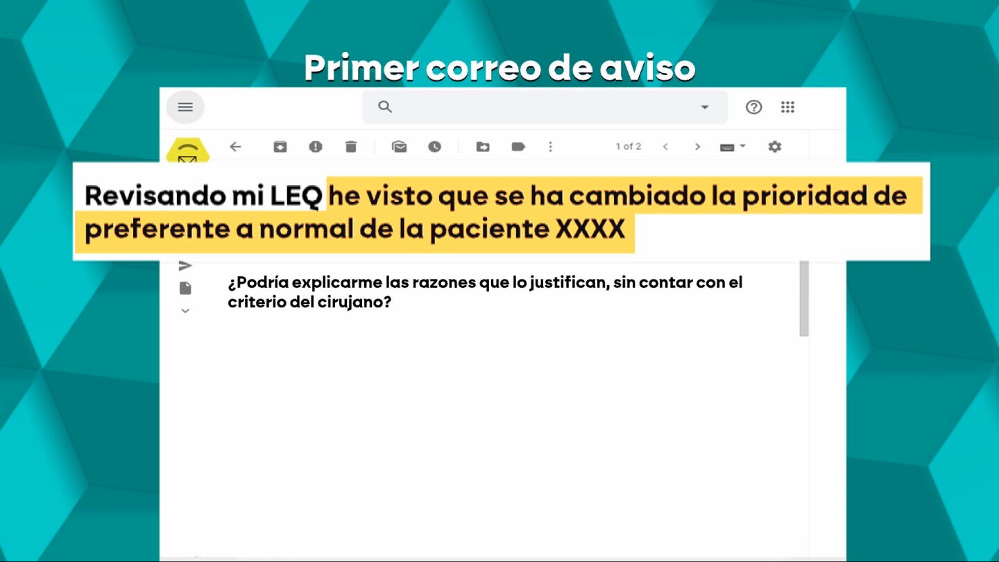 Correo entre una cirujana y el jefe de servicio del Ramón y Cajal