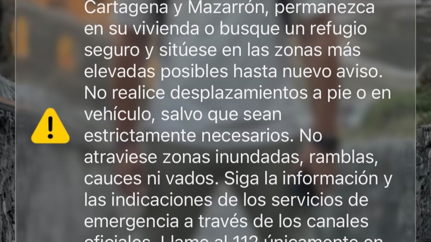 Mensaje de ES-Alert en Murcia