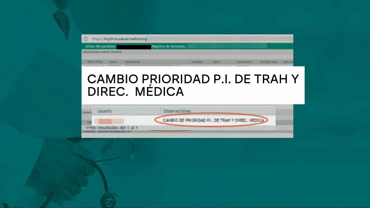 Esta captura del sistema informático del Hospital Ramón y Cajal de Madrid demuestra que hubo cambios en la prioridad de las operaciones quirúrgicas Esta captura del sistema informático del Hospital Ramón y Cajal de Madrid demuestra que hubo cambios en la prioridad de las operaciones quirúrgicas
