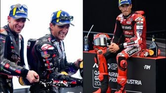 Marco Bezzecchi, Jorge Mart&iacute;n y Marc M&aacute;rquez 
