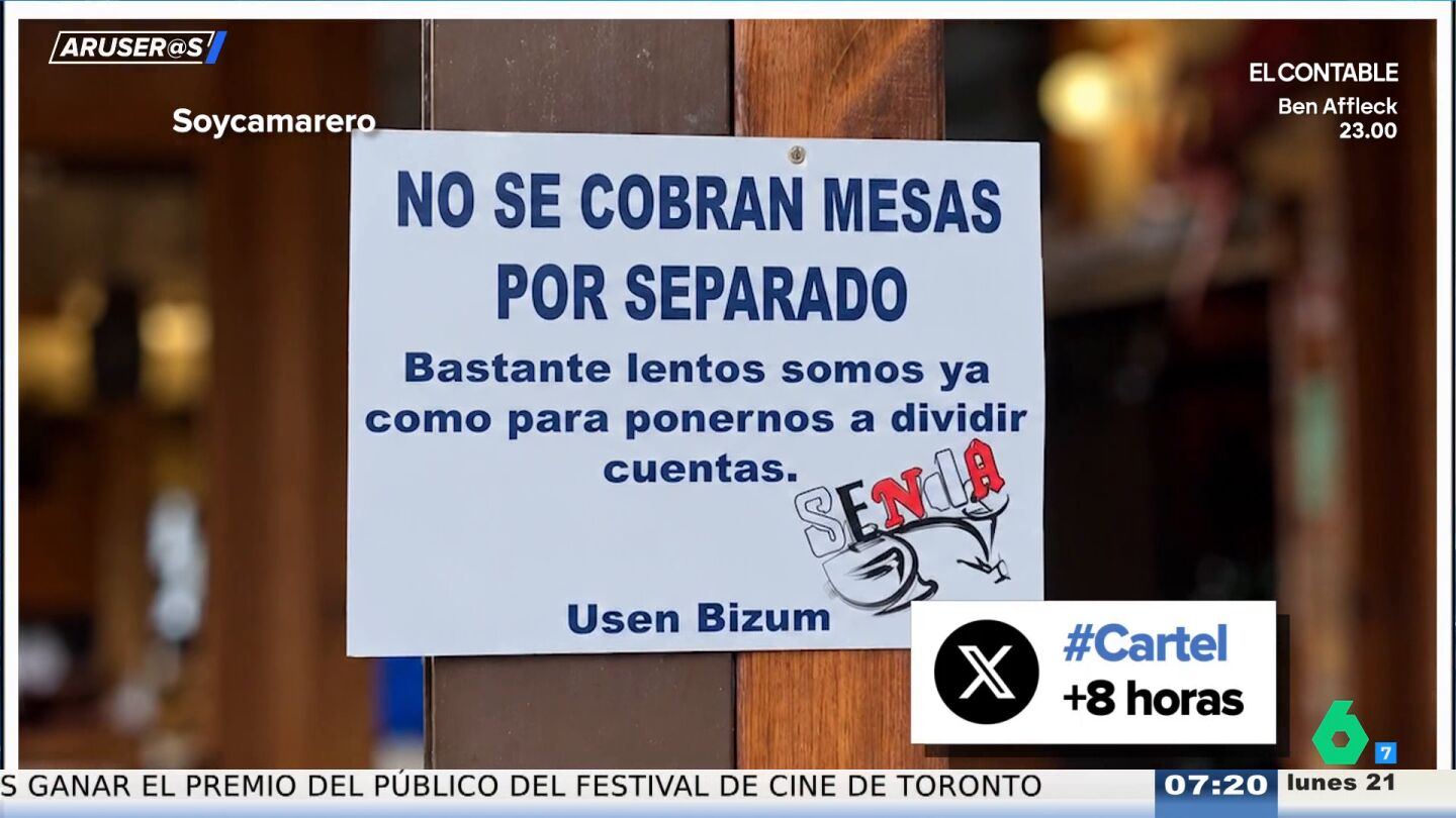 El viral cartel de un bar que se planta ante pagar la cuenta por separado: "Bastante lentos somos ya, usen Bizum" 