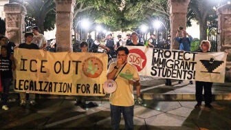 Protesta contra ICE en Austin, Texas (EEUU), donde un agente dispar&oacute; a un migrante venezolano