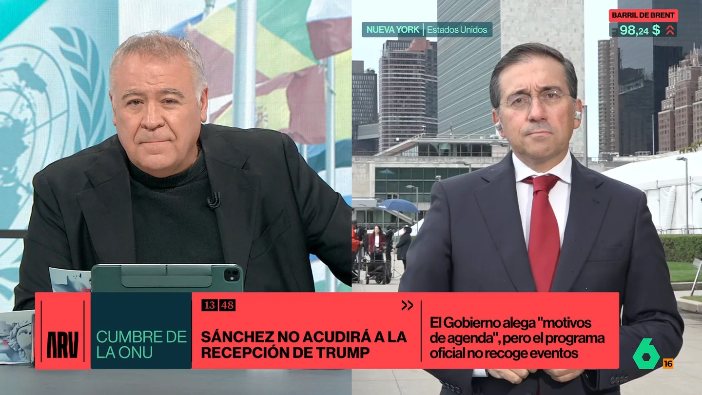 Albares tacha de lectura "absurda y torticera" hablar de 'plantón' de Sánchez a Trump: "España y EEUU somos aliados" Albares tacha de lectura "absurda y torticera" hablar de 'plantón' de Sánchez a Trump: "España y EEUU somos aliados"