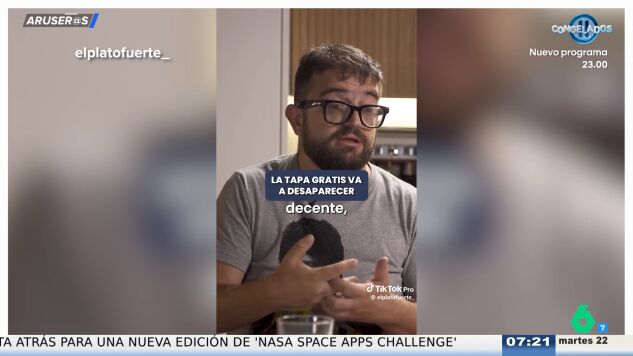 Cocituber advierte de que las tapas gratis en los bares van a desaparecer: "Ya no renta"