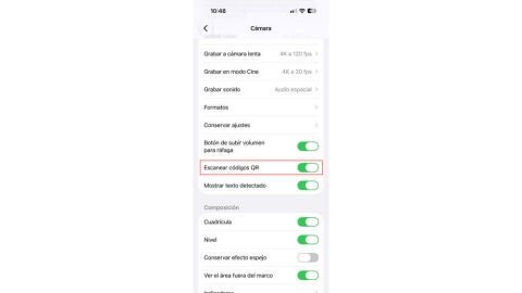Activando escaner QR en iPhone