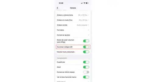 Activando escaner QR en iPhone Activando escaner QR en iPhone