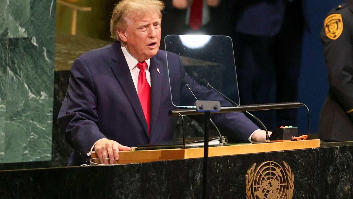 El presidente de EE.UU., Donald Trump da un discurso en la Asamblea de las Naciones Unidas en Nueva York (EE.UU.).