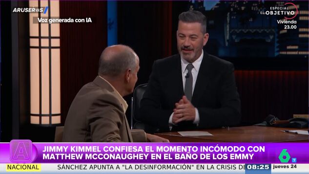 El inc&oacute;modo momento de Jimmy Kimmel con Matthew McConaughey en el ba&ntilde;o de los Emmy: "&iquest;Tienes el pene fuera?"