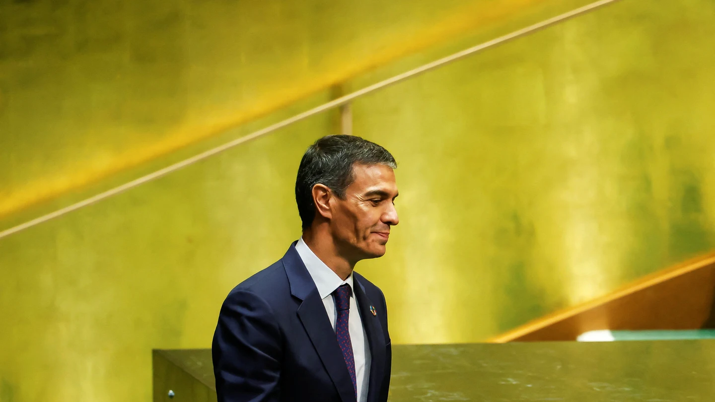 Pedro Sánchez, durante la Asamblea General de la ONU en septiembre de 2026 Pedro Sánchez, durante la Asamblea General de la ONU en septiembre de 2026