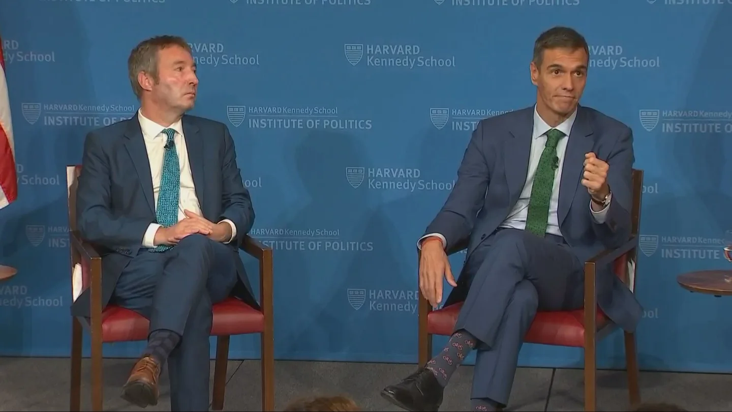 El presidente del Gobierno, Pedro Sánchez, durante su intervención en la Universidad de Harvard El presidente del Gobierno, Pedro Sánchez, durante su intervención en la Universidad de Harvard