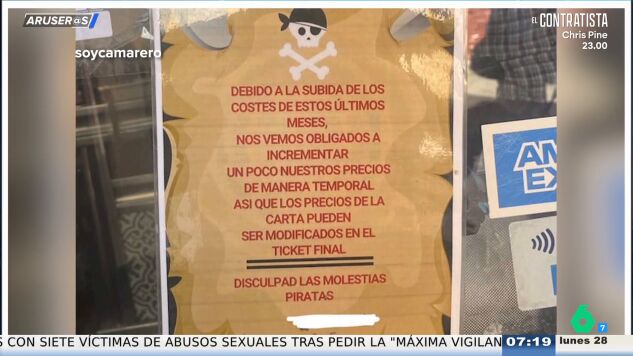"&iquest;Precio sorpresa?": el cartel de un restaurante que avisa de que puede cobrarte m&aacute;s de lo que pone en la carta