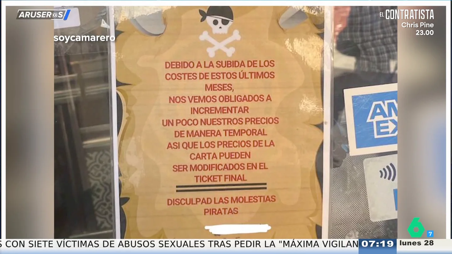 "¿Precio sorpresa?": el cartel de un restaurante que avisa de que puede cobrarte más de lo que pone en la carta "¿Precio sorpresa?": el cartel de un restaurante que avisa de que puede cobrarte más de lo que pone en la carta