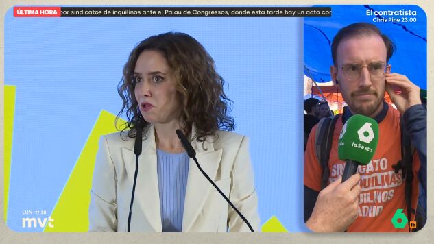 Fernando de los Santos, portavoz del Sindicato de Inquilinas, manda un mensaje a Almeida y Ayuso: "Que no se preocupen tanto de la gente que se est&aacute; dejando el 60-70 por ciento de su sueldo para sus caseros y m&aacute;s de atacar a aquellos que est&aacute;n vaciando nuestros barrios".