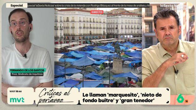 Fernando de los Santos habla en M&aacute;s Vale Tarde sobre los ataques que est&aacute; sufriendo en redes sociales por ser nieto de un marqu&eacute;s. Asegura "no desear a nadie" lo que est&aacute; pasando, pero muestra su convicci&oacute;n de que esto no va a detener las reivindicaciones del Sindicato de Inquilinas.