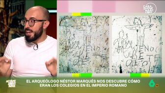 N&eacute;stor Marqu&eacute;s explica c&oacute;mo un dibujo de Cristo crucificado en lo que pudo ser la escuela del palacio imperial, el m&aacute;s antiguo que existe, se hizo para burlarse de un estudiante que podr&iacute;a ser cristiano.