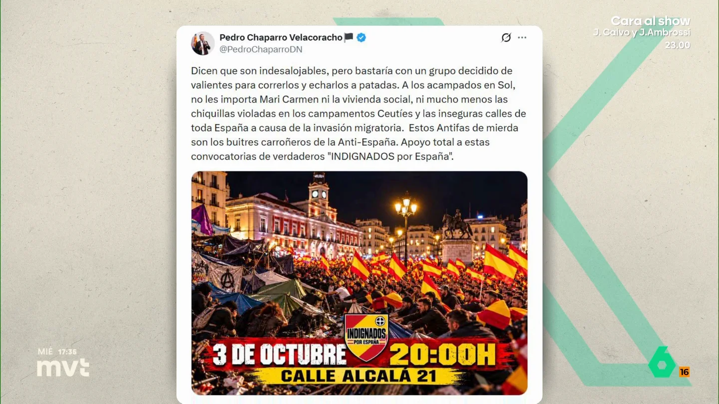 El grupo ultra Democracia Nacional llama a una movilización para desmantelar la acampada de Sol "a patadas” El grupo ultra Democracia Nacional llama a una movilización para desmantelar la acampada de Sol "a patadas”