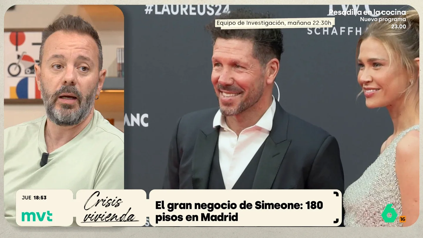 Antonio Maestre: "No tiene que estar protegido igual que alguien haga negocio con 180 viviendas como Simeone, a que una persona tenga una casa para vivir" Antonio Maestre reflexiona sobre los grandes propietarios, como el entrenador del Atlético de Madrid Diego Pablo Simeone, y reclama "una fiscalidad mucho más agresiva para que no les salga a cuenta y los pisos sean para vivir".