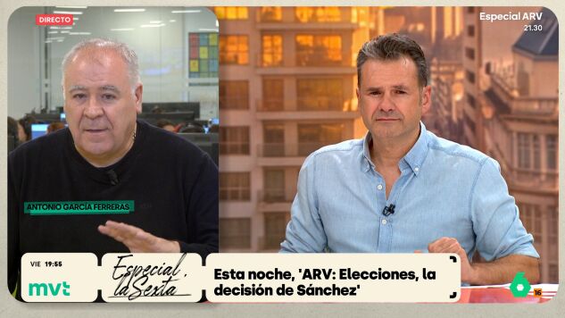 Antes del especial de 'Al Rojo Vivo', Antonio Garc&iacute;a Ferreras analiza con I&ntilde;aki L&oacute;pez las posibilidades de que Pedro S&aacute;nchez convoque, o no, elecciones anticipadas, as&iacute; como la situaci&oacute;n a la izquierda del PSOE o la influencia del Sindicato de Inquilinas.