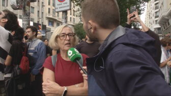 Lola, durante la manifestaci&oacute;n por la vivienda en Madrid