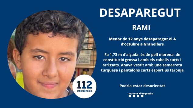 Los Mossos buscan a Rami, un ni&ntilde;o autista de 12 a&ntilde;os desaparecido en Granollers durante el temporal