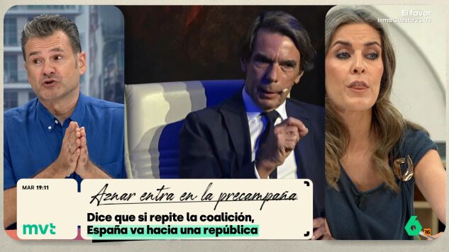 Aznar ya habla en clave electoral y ha tirado de sus cl&aacute;sicos para asegurar que si gana el PSOE ser&iacute;a el fin de la monarqu&iacute;a y la unidad de Espa&ntilde;a. I&ntilde;aki L&oacute;pez recuerda que el Partido Socialista "es el m&aacute;s mon&aacute;rquico que ha habido en Espa&ntilde;a".