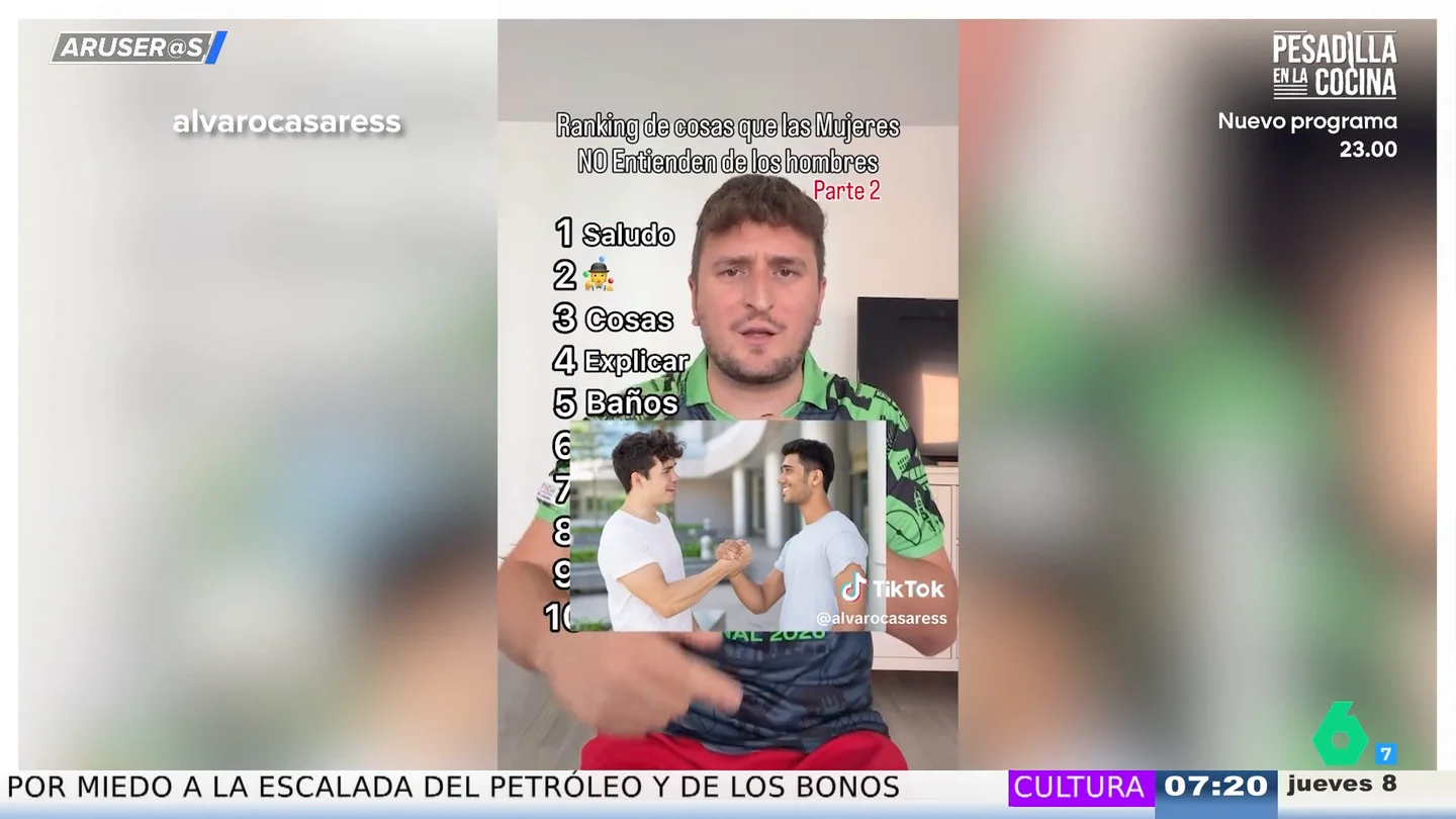 Las diez cosas que las mujeres no entienden de los hombres según Álvaro Casares Las diez cosas que las mujeres no entienden de los hombres según Álvaro Casares