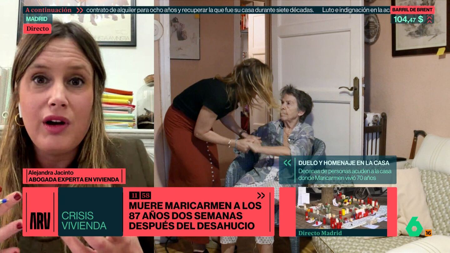 Alejandra Jacinto, abogada, tras la muerte de Maricarmen: "El mensaje que tiene que quedar claro es que los desahucios matan"