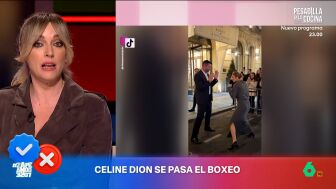 Anna Simon propone a Dani Mateo, I&ntilde;aki Urrutia, Isabel Forner, Mar&iacute;a G&oacute;mez y Miki Nadal acertar qu&eacute; v&iacute;deo es realidad y cual est&aacute; generado por la inteligencia artificial: &iquest;Celine Dion boxeando o un influencer inflando un colch&oacute;n hinchable hasta explotarlo?