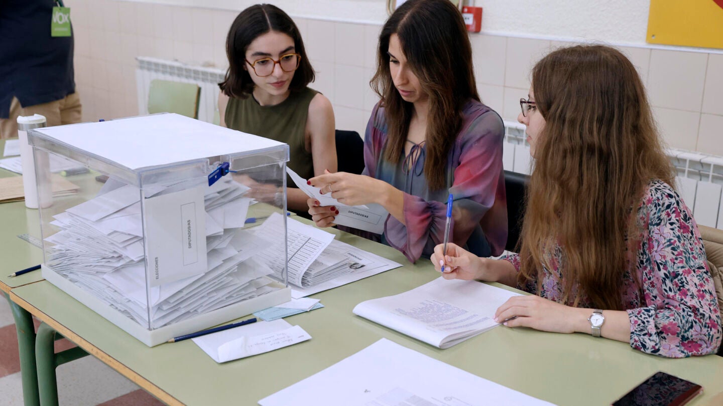 Mesa electoral en un colegio de Madrid