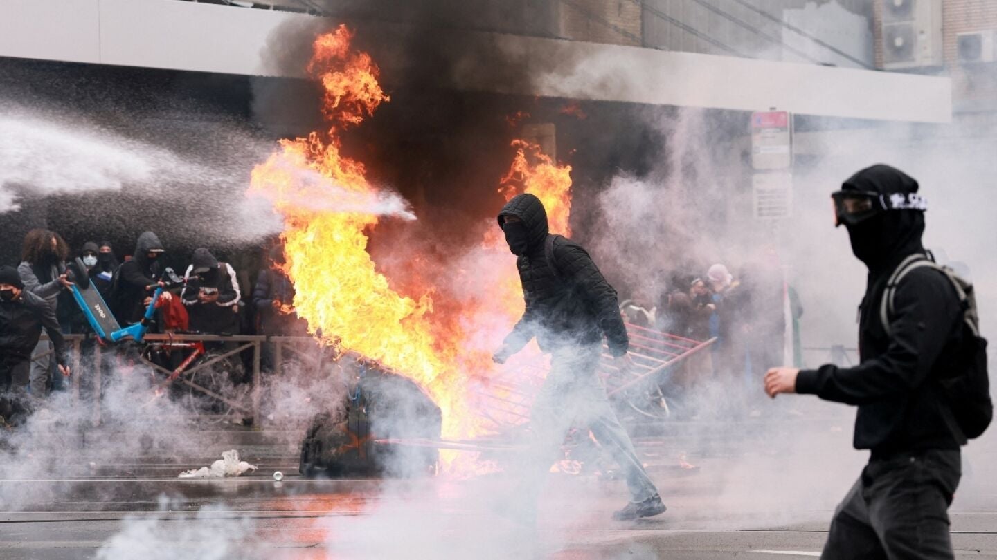 Tensa protesta en Bruselas