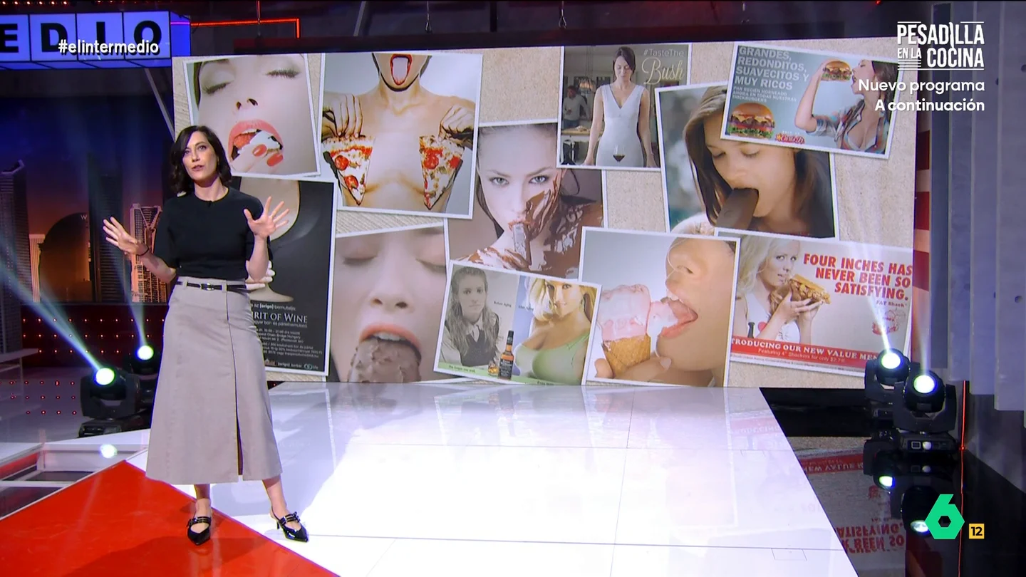 Cristina Gallego tiene un mensaje para los publicistas machistas: "¿Qué trauma no resuelto tenéis con la comida y el sexo femenino?" Cristina Gallego analiza varios ejemplos de publicidad sexista, desde ópticas hasta hamburguesas, que utilizan mujeres desnudas como reclamo y ofrece un 'máster' a los publicistas machistas para que actualicen sus conceptos a este siglo.